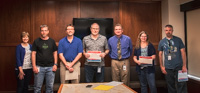 ED TONER with KEN MITCHELL, CHRIS BORCHERT (bore-shirt), YVETTE RICHMOND, BRYAN CRANNY, AND JUSTIN TIANGCO