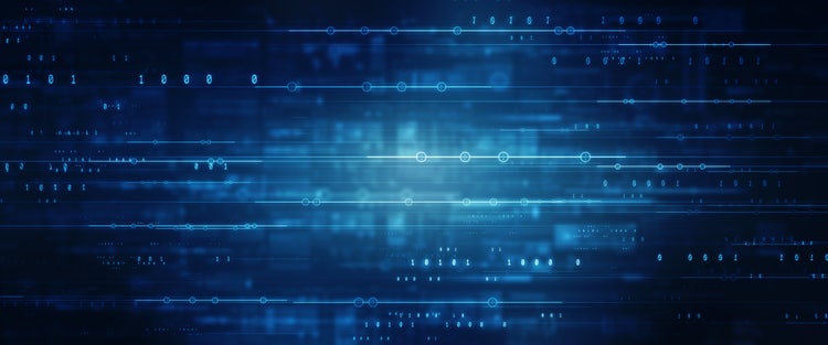 blue technology aspects on a balck background